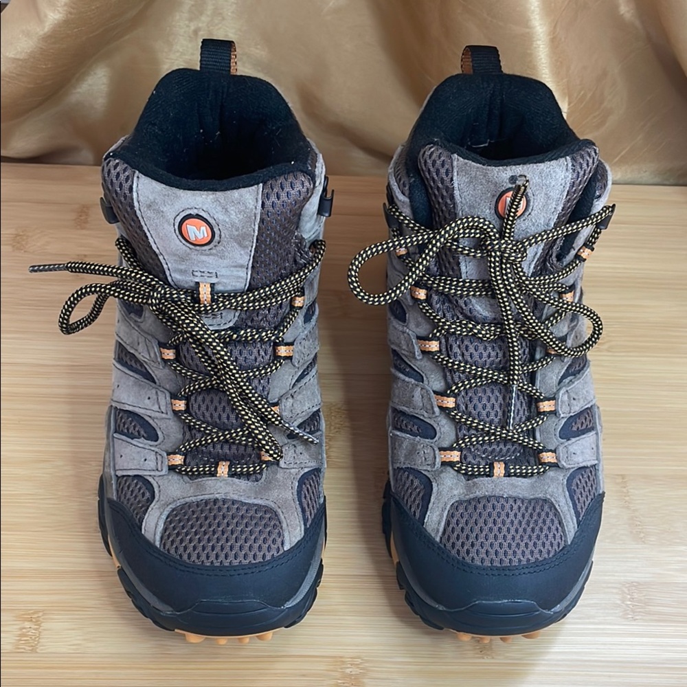 Merrell Outdoor Boots in Brown and Black with Orange Accents